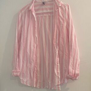 H&M Divided Pink Striped Button-Up Shirt